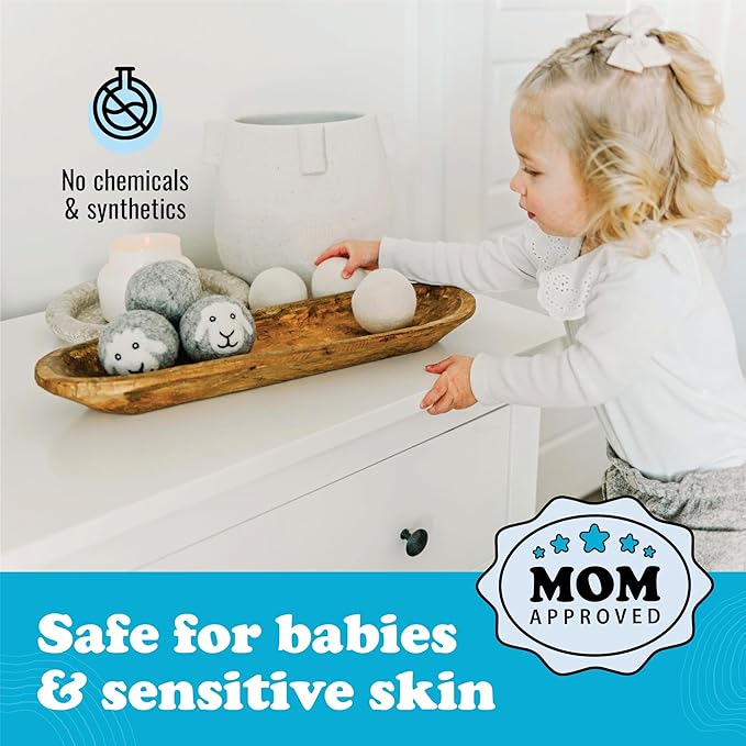 Wool Dryer Balls - Smart Sheep 3-Pack - XL Premium Natural Fabric Softener Award-Winning - Wool Balls Replaces Dryer Sheets - Wool Balls for Dryer - Laundry Balls for Dryer (Playful Pups)