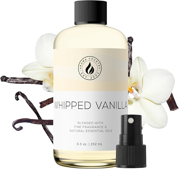 Aroma Country Whipped Vanilla Diffuser Oil - Luxury Essential Oils for Diffuser Refill & Air Freshener Room Spray - Long-Lasting & Natural Home Fragrance, Vanilla Oil for Diffusers (8.5 Fl. oz)