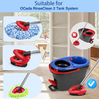 Microfiber Spin Mop Head Replacement 4 Pcs & 2 Chennile Mop Replace & 1 Scrub Brush & 1 Base Combo for Oceda RinseClean 2-Tank System,Mop Replacements Head,Machine Washable for Tub and Tile