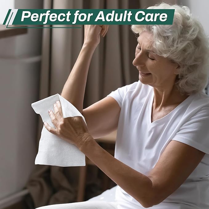 [240 Count] Adult Wipes for Elderly, 8" x 12" Extra Large Adult Wipes for Incontinence & Cleansing - Disposable Washcloth for Elderly Bathing No-Rinse - Vitamin E & Aloe