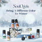Winter Essential Oils Set, Fragrance Oil Gift Set for Oil Diffusers, Scented Oils for Soap 6x10ml - Forest Pine, Spiced Apple Cider, Cinnamon, Mint Hot Chocolate, Gingerbread, and Cranberry
