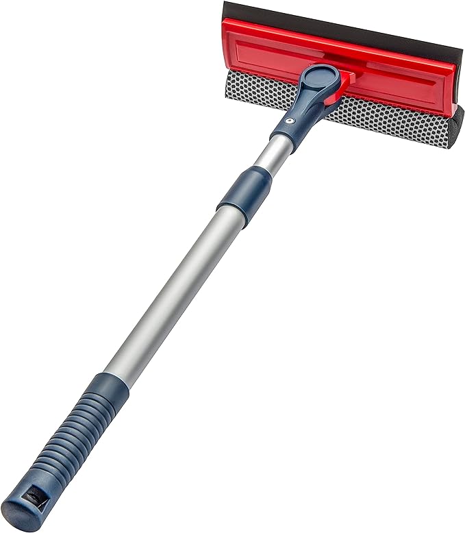 DSV Standard Professional Window Squeegee | 2-in-1 Window Cleaner Sponge and Soft Rubber Strip With Telescopic Extension Pole 20" - 30"(50cm-76cm) | Adjustable To Clean From Multiple Angles