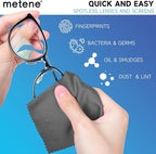 Metene 12 Pack Microfiber Cleaning Cloth (6 "x7"), Individually Wrapped and Equipped with a Storage Box | Microfiber Cloth for Glasses, Screens, Camera Lens and More(Dark Gray)