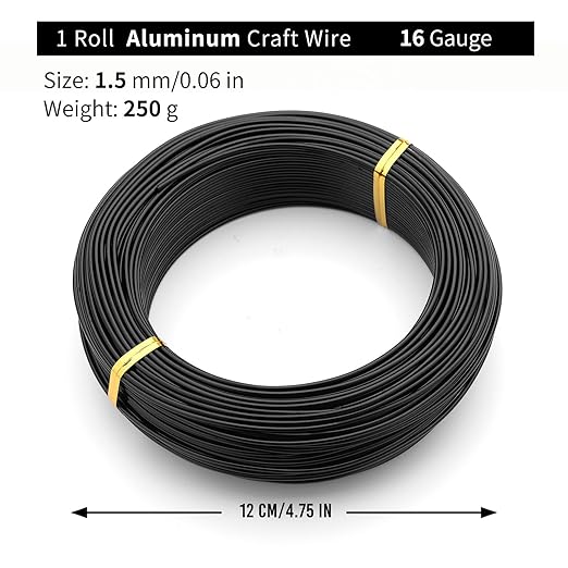 Black-1.5-Anodized Aluminum Bonsai Training Wire 250g Large Roll,Many Size to Choose,KSVZS Bendable Metal Wire for Crafts,Sculpting,Armature and Daily Use,Necessities for Family