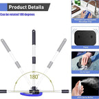 desin Windshield Cleaning Tool, Car Window Cleaner Windshield Cleaner with 4 Reusable and Washable Microfiber Pads and Extendable Handle Auto Inside Glass Wiper Kit (Dark Blue)