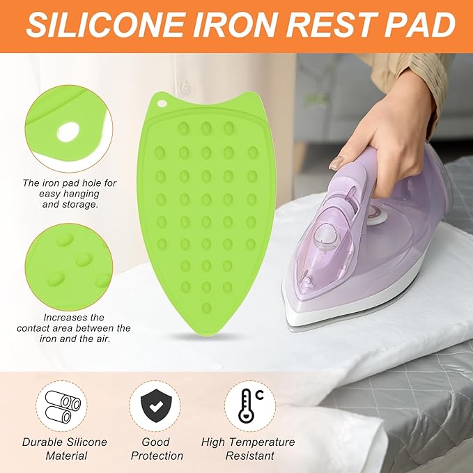 PATIKIL Silicone Iron Rest Pad, Multipurpose Hot Heat Resistant Iron Rest Plate Protective Pad for Ironing Board Hot Resistant Steamer Steam Compact Mat, Green