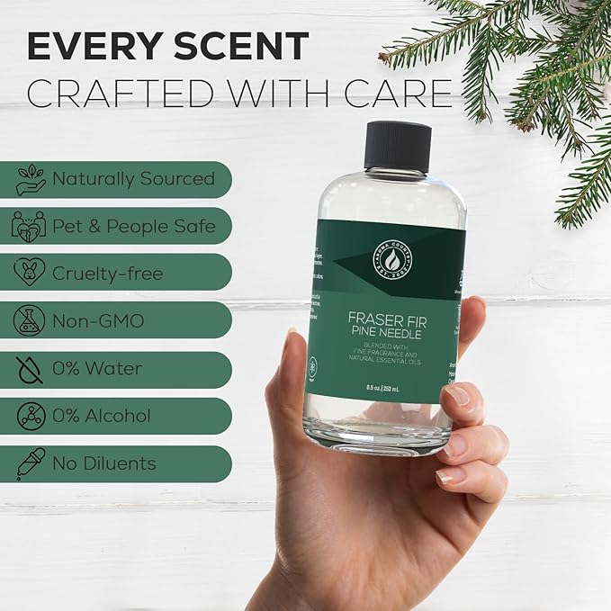 Aroma Country Fraser Fir Diffuser Oil - Luxury Essential Oils for Diffuser Refill & Air Freshener Room Spray - Long-Lasting & Natural Home Fragrance, Pine Needle Scented Oil for Diffusers (8.5 Fl. oz)