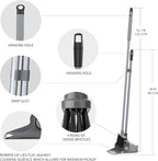 MR.SIGA Broom and Dustpan Set with Adjustable Long Handle, Upright Combo for Floor, Cleaning Lobby, Gray