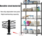 5 Shelf Organizer Storage Rack Adjustable Metal Shelf for Garage Kitchen Bathroom Heavy Duty Shelves Units with Non-Slip Foot Mats Black 29.53” L x 13.78” W x 62.17” H (Black, 5 Shelf with Foot Mats)