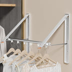 Clothes Drying Rack Retractable, Wall Mounted Clothes Hanger Rack for Laundry Room, Laundry Drying Rack with Clothes Rod Space Saving Closet Organizer Aluminium (White, 2P)