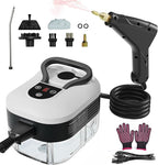 Steam Cleaner, Handheld Steam Cleaner for Home Car Furniture Bathroom, 2500W High Pressure Steam Cleaner, 1.2L Water Capacity, 6 Adjustable Speeds, 4 Brush Heads, Steamer for Cleaning (White)