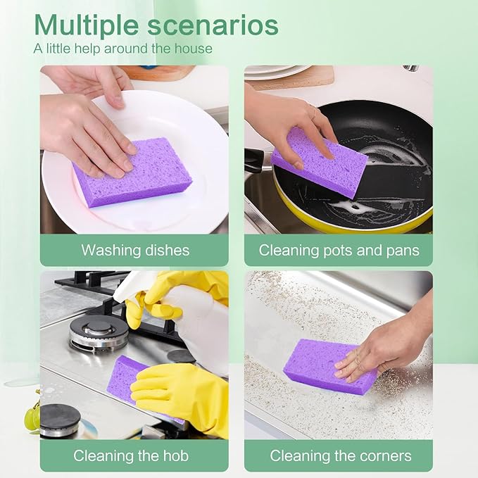 Large Cellulose Sponges, Kitchen Sponge for Dish, Thick Heavy Duty Scrub Pads, Non-Scratch Scrubber for Household/Cookware/Bathroom/Office/Boat 5.5" x 3" x 1" (7 Pack) Mixed