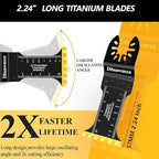65PCS Oscillating Tool Blades for Metal Wood Cutting, Extra Wide & Long Titanium, Japanese Teeth Saw Blades Compatible with Dewalt, Dremel, Milwaukee, Multitool Blades Cuts Wood, Nails, Drywall