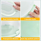 Cake Carrier with Lid and Handle, Fit 10’’ Cake Stand with Lid, Cake Transport Storage Container, Cake Containers Cover Stand with Lids, 3 Secure Side Closures (Green)