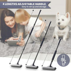 Carpet Rake for Pet Hair Removal - 3 in 1 Pet Hair Remover Tool with 58" Adjustable Long Handle,Reusable Dog & Cat Carpet Scraper,Pet Hair Remover for Rugs,Mats,Couch,Curtains(Gray)