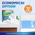 Toilet Bowl Cleaner Tablets - 20 PCS Automatic Bleach Toilet Cleaner Tablets, Slow-Releasing Deodorizing & Descaling, Powerful Bathroom Tank Cleaner