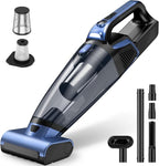 Pet Hair Handheld Vacuum Cordless: 20000PA High Power Car Vacuum with Motorized Brush and LED Light, Rechargeable Hand Held Vacuum Cleaner with Reusable Filter for Car, Home, Office & Pet, Blue