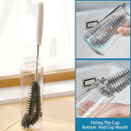 16 inches Long Handle Black Bottle Cleaning Brushes - Perfect for Baby Bottles, Sports Bottles, Glassware, Mugs, Jars, and Stemware (1-pc)