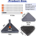 Wall Cleaner Mop with 79 Inches Long Handle, 360° Wall Washer Cleaner Tool for Walls/Ceiling Fans/Dust/Baseboard/Floors Clean, Ceiling Cleaner Tool Duster with Squeegee 6 Replacement Pads