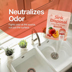 Sink Garbage Disposal Cleaner 50-Count | Easy-Use Garbage Can Odor Eliminator with Powerful Cleaning Action | Peach Scented Sink Drain Cleaner and Sink Smell Eliminator | Quality Home Living by Perfa