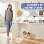 Steam Cleaner, 6 in1 Rotated Steam Mop Cleaner with 2 Modes, 2 Microfiber Pads, 400ML Removable Tank, 23FT Power Cable, Detachable Steam Mops for Floor, Laminate Floor, Tiles Cleaning (Light Blue)
