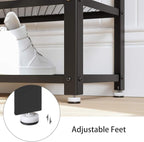 VASAGLE, 3-Tier Shoe Rack, Shelf Storage Bench with Metal Mesh Shelves and Seat, Free Standing Shoe Organizer for Entryway, 11.8 x 28.7 x 17.7 Inches, Hazelnut Brown and Black ULBS073B03
