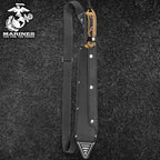 USMC Desert OPS Sawback Machete with Shoulder Strap Sheath - Officially Licensed By United States Marine Corps, Stainless Steel Blade, Non-Reflective Finish, ABS Handle - For Outdoors Job - Length 24"