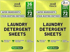 Zero Trace All Natural Laundry Detergent Sheets - Powerful Eco-Friendly Travel Detergent Sheets with Fresh Scent (144 Loads)