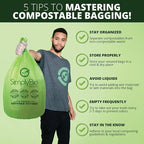 13 Gallon Compostable Trash Bags Liners with Flat-Top, Thick 0.87 Mil, 49.21 Liter, 50 Bags, Tall Kitchen Food Scrap Waste Bag, ASTM D6400, US BPI and OK Compost Home Certified