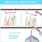 DUCOO Space Saving Hangers 10 Pack, Heavy Duty Magic Cascading Hanger Organizer with 5 Enclosed Anti-Slip Holes, Closet Organizers and Storage for Clothes, College Dorm Room Essentials, Multicolor