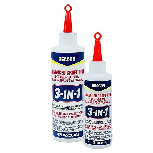 BEACON 3-in-1 Advanced Craft Glue - Fast-Drying, Crystal Clear Adhesive for Wood, Ceramics, Fabrics, and More, 8-Ounce
