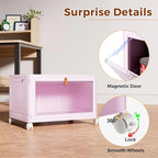 4 Tier Stackable Plastic Storage Bins with Lid and Wheels - 23 QT Closet Organizers and Foldable Storage Containers, Organization Boxes for Craft, Home, Pantry, Dorm, Pink