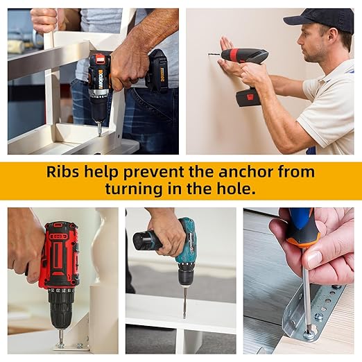 200 Pcs Premium Quality Plastic Drywall Wall Anchors (Screws No Included),Bulk Pack #6x1