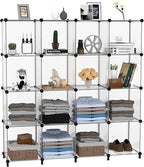 AWTATOS Cube Storage Organizer, 16 Cube Closet Organizer, Stackable Storage Cube Shelves, DIY Portable Closet Clothes Organizer Shelving for Bedroom, Closet, Wardrobe, Bathroom, Translucent
