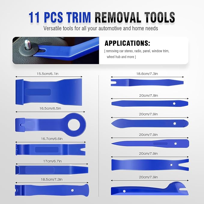 LadyRosian 37Pcs Trim Removal Tool Set, Car Upholstery Repair Kit, Auto Clip Pliers Fastener Remover Tool, Door Panel Tool, Car Panel Tool Radio Stereo Removal Tool Kit with Storage Bag (Blue)