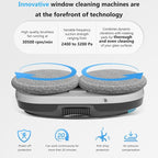 Window Cleaning Robot – 2400-3200Pa Suction, Dual Ultrasonic Spray, 85ml Tank, Edge Detection, Anti-Drop, 3 Cleaning Modes for Streak-Free Glass(Black)