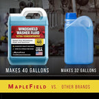 Maplefield - Windshield Washer Fluid Concentrate - All-Season, Streak-Free Car Window Cleaner - 8 fl oz, Makes 40 Gallons - Easy Capful Measurement