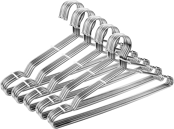 Seropy Clothes Hangers 50 Pack Coat Hangers Wire Hanger Bulk Metal Hanger Non Slip Heavy Duty Clothing Hangars Space Saving Thin Hangars Stainless Steel Hangar for Clothes, 16.5 Inch
