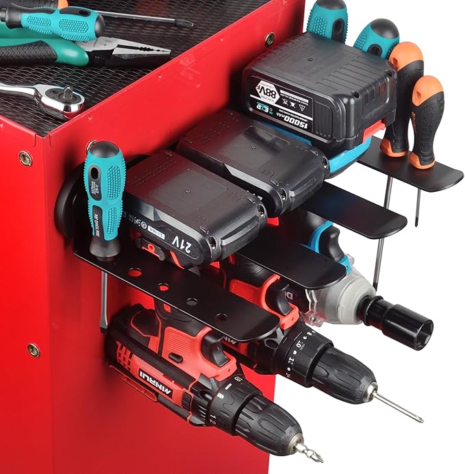 MUTUACTOR Power Tool Organizers and Storage Garage Drill Drivers Shelves Magnetic Mount 4 Slots,Heavy Duty Magnetic Racks and Shelving Utility Storage Holder for Garage Warehouse