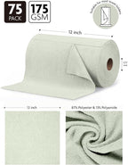 Fantasticlean Microfiber Cleaning Cloth Roll -75 pack, Tear Away Microfiber Towels, 12" x 12", Reusable, Washable, Scratch Free, Ultra Absorbent Dishcloth for All-around Cleaning Supplies (Moss Green)