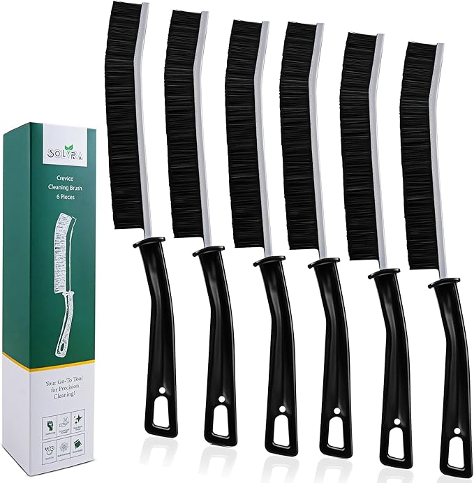 Crevice Cleaning Brush Set – 6Pcs Hard Bristle Cleaning Tools for Grout, Tile Floors, Gaps & Narrow Spaces – Small Grout Scrub Brush for Cleaning Bathroom, Shower, Window Tracks, Kitchen