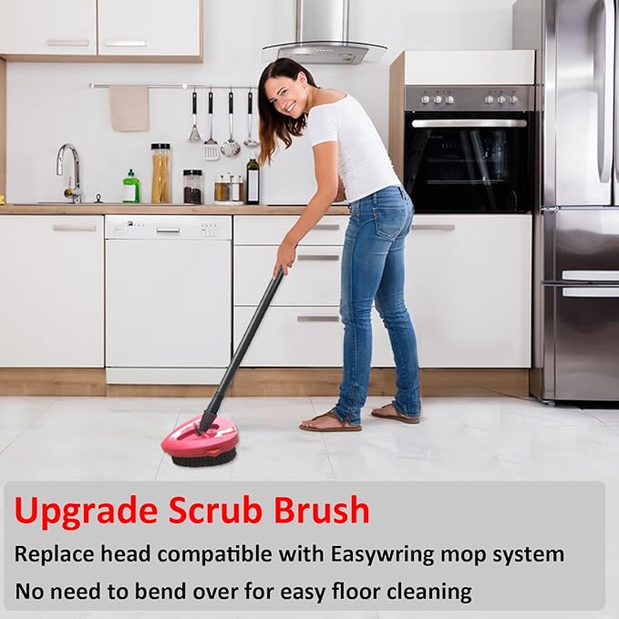 Spin Mop Scrub Brush Head Compatible with OCedar EasyWring 1 Tank System, Mop Scrubber Attachment, Upgraded Stiff Bristle Scrubbing Mop for Floor Cleaning