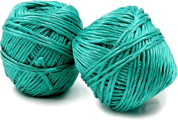 Polypropylene Twine - 5/64" Thick, 164 Feet Long for Bundling, Packaging, Gardening and More, Green