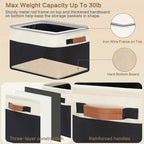 GhvyenntteS Large Fabric Storage Bins for Shelves with Metal Frame Opening & Hard Bottom Board, Collapsible Storage Baskets for Shelves 3 Pack, 15x11 Inch Baskets for Organizing Clothes Toys (Black)