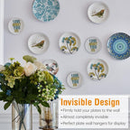 Bilillo 12 Pack Plate Hangers for The Wall, Suitable for 12-16 Inch Decorative Plate,Invisible Heavy Duty Wire Plate Holder with Wall Hooks, Plate Hangers for Displaying Plates, Platter, Dish (Black)