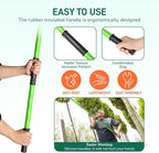 Outvita Manual Pole Saw, 30 Feet Extendable Tree Pruner with Knives and Storage Pocket, Sharp Steel Blade and Scissors High Branches Trimming for Pruning Palms and Shrubs(Green)