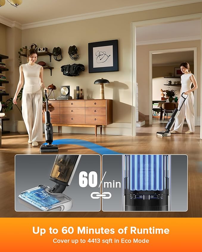 roborock F25 LT Wet Dry Vacuum Cleaner and Mop, 20000Pa Cordless Vacuum Mop Combo, 194°F Hot Water Self Cleaning & Hot Air Flash Drying, 180° Lie-Flat Hard Floor Cleaner, Edge to Edge Cleaning