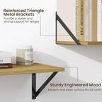 Fun Memories Deep Floating Shelves for Wall, 24W x 8D Wall Mounted Shelves Set of 2, Wide Display Ledge Shelf with Sturdy Metal Brackets for Living Room, Bathroom, Bedroom and Kitchen, Oak