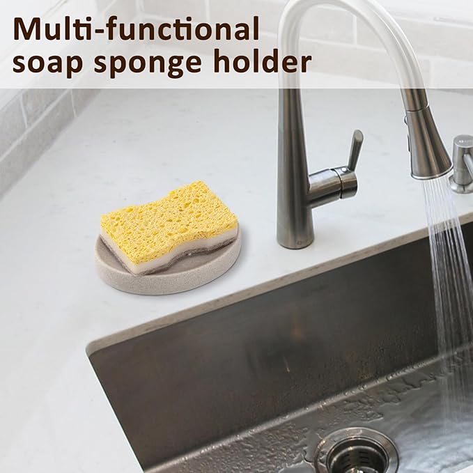 Soap Dish Bathroom Resin Soap Holder Soap Tray for Shower Sponge Holder for Kitchen Sink(Beige)
