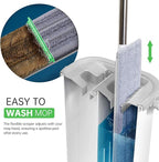 Mop and Bucket with Wringer Set: Wet Dry Separation System for Easy Floor Cleaning Rebound Head for Bathroom & Living Room Gift for Women